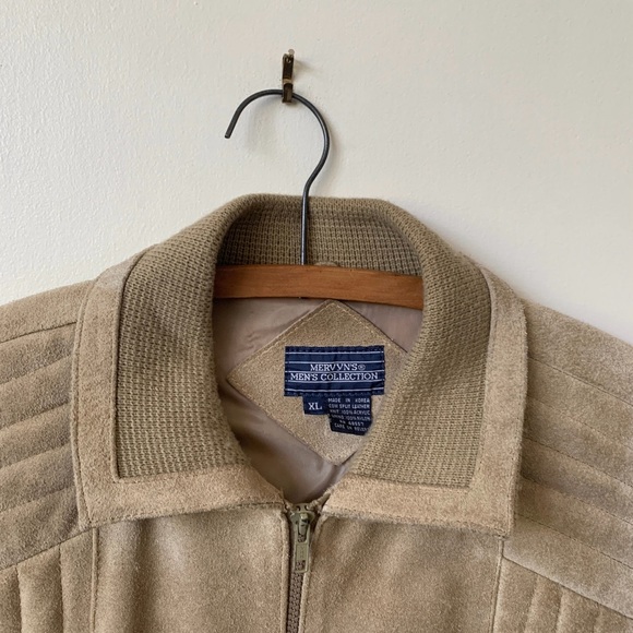 Vintage Suede and Knit Men’s Jacket 1980’s Stranger Things Leather Tan Jacket - Picture 3 of 9